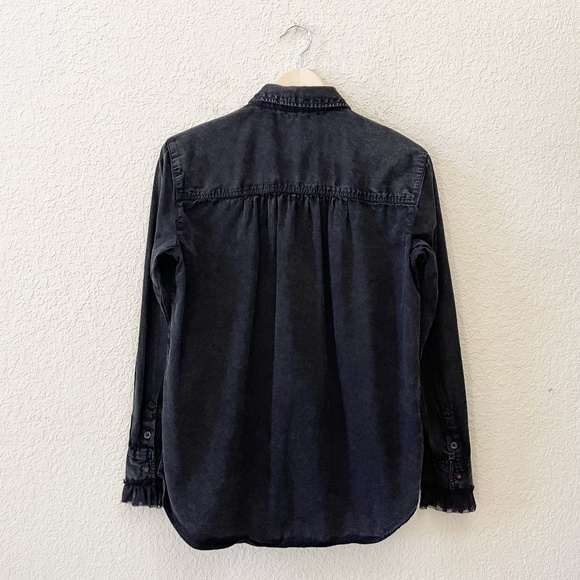 Pilcro Tulle Shirt Button Up Whimsigoth Fairy Dark Academia Witchycore Black XS - Picture 5 of 15